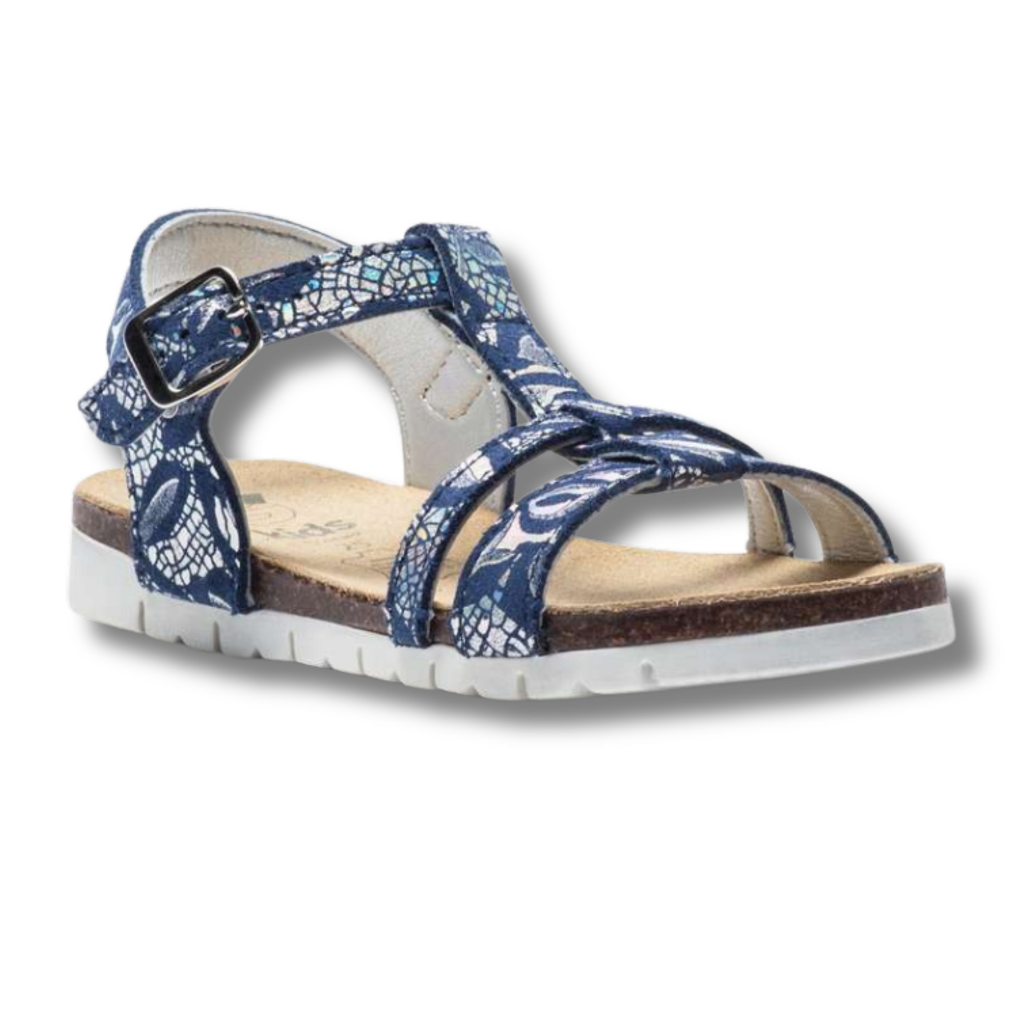 SANDALES FILLE EN CUIR A DETAILSMETALLISES FERMETURE BOUCLE BLEU