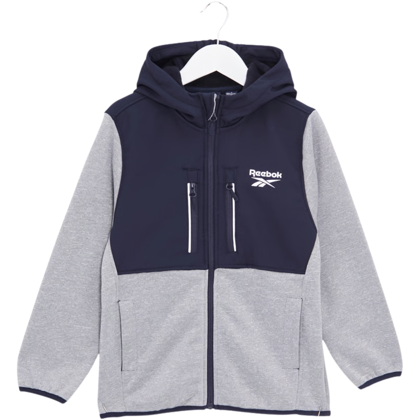 REEBOK-VESTE À CAPUCHE – GRIS ET BLEU MARINE-ORIGINALE-