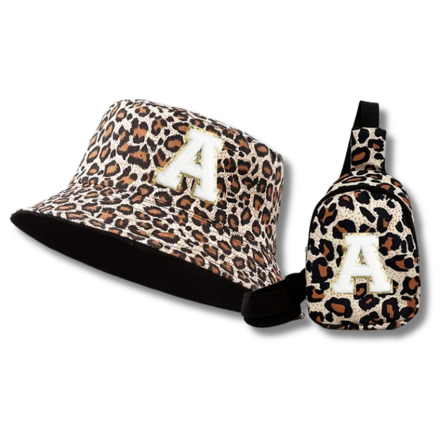 SET BOB À IMPRIMÉ LÉOPARD ET UN SAC POITRINE ORNÉ