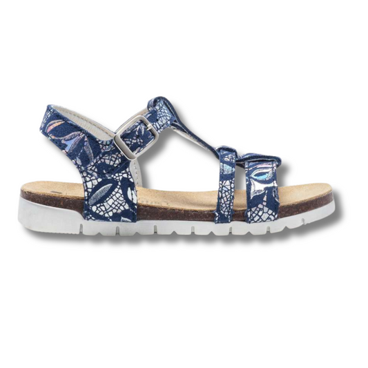 SANDALES FILLE EN CUIR A DETAILSMETALLISES FERMETURE BOUCLE BLEU