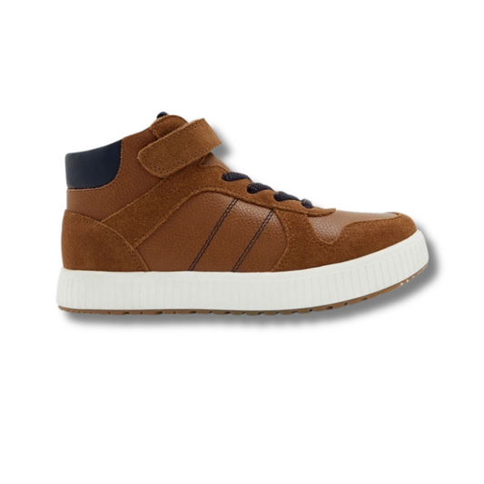 OKAÏDI-BASKETS MONTANTES EN CROÛTE DE CUIR CARAMEL-ORIGINAL-