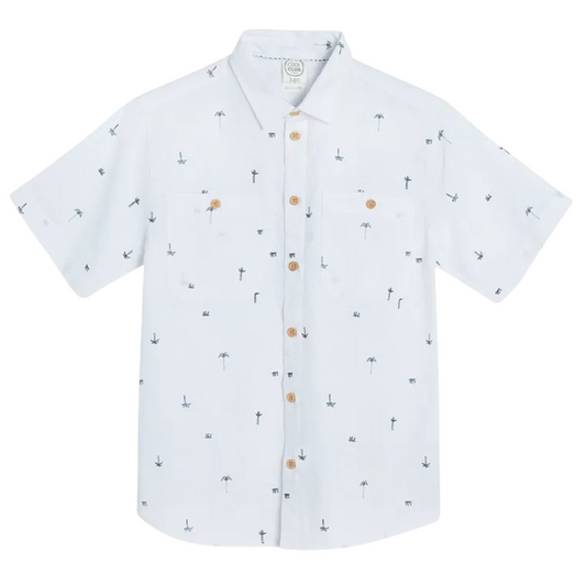 CHEMISE GARÇON À MANCHES COURTES, COUPE OVERSIZE, BLANCHE-COOL CLUB