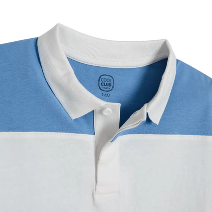 COOL CLUB, POLO GARÇON À MANCHES COURTES, BLEU ET BLANC-COOL CLUB