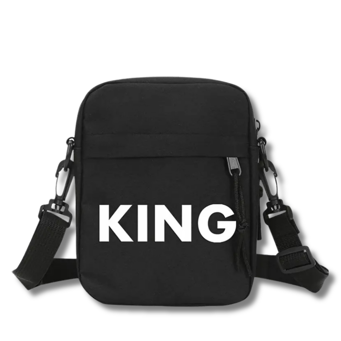 ENSEMBLE DE 2 PIÈCES POUR HOMMES ET FEMMES AVEC MOTIF IMPRIMÉ "KING" SUR CASQUETTE CAMIONNEUR ET SAC POITRINE