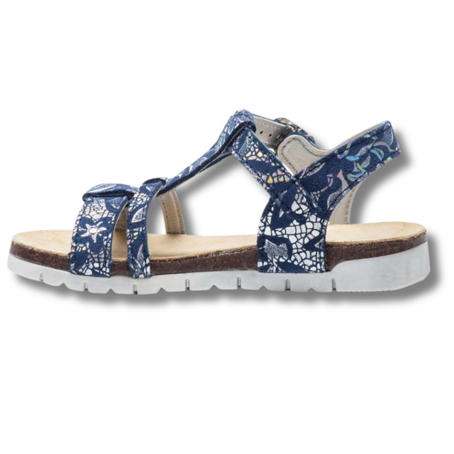 SANDALES FILLE EN CUIR A DETAILSMETALLISES FERMETURE BOUCLE BLEU