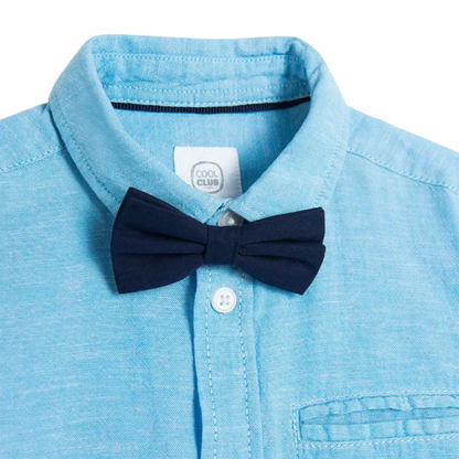 CHEMISE BLEU MARINE À MANCHES COURTES AVEC NŒUD PAPILLON-COOL CLUB