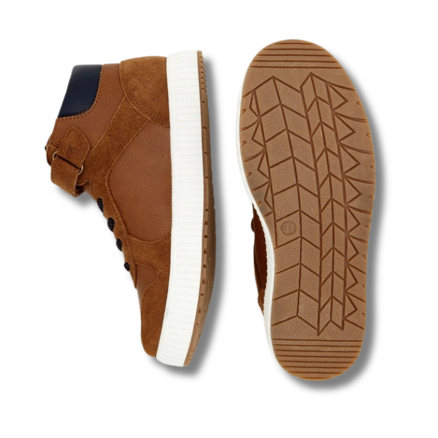 Baskets Montantes En Croûte De Cuir Caramel - Okaïdi