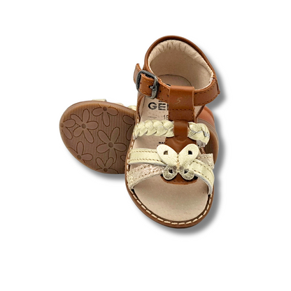 SANDALES BÉBÉ FILLE EN CUIR À TALON FERMÉ ET BRIDES MÉTALLISÉES BRUN – SANDALES ET NU-PIEDS