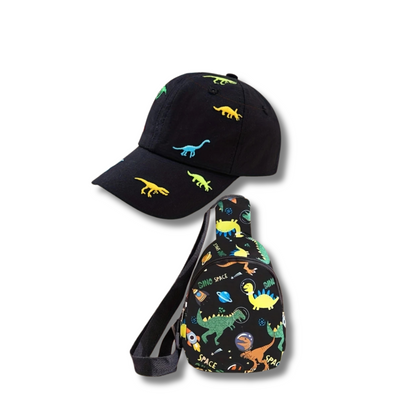 ENSEMBLE 2 PIÈCES DINOSAURES – CASQUETTE & SAC À BANDOULIÈRE
