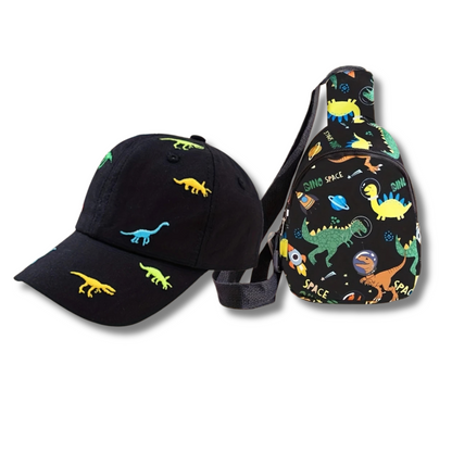 ENSEMBLE 2 PIÈCES DINOSAURES – CASQUETTE & SAC À BANDOULIÈRE